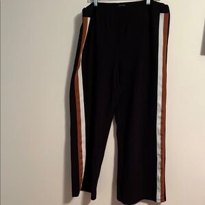Universal Standard Stephanie Wide Leg Black Pants with Brown and White Accents